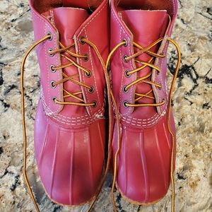 LL Bean red ankle duck boots